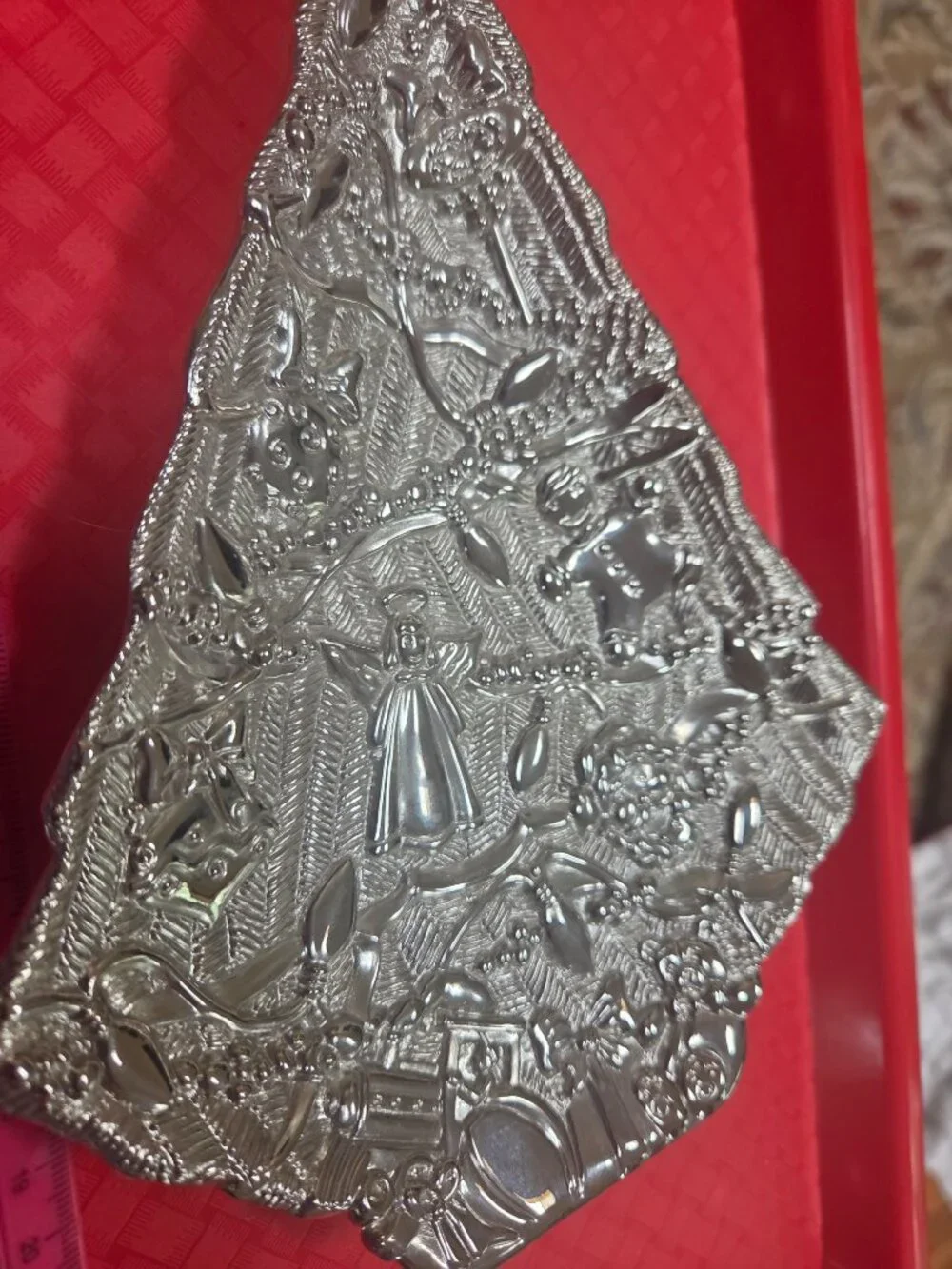 Gorham silver tone Christmas tree candy dish very pretty